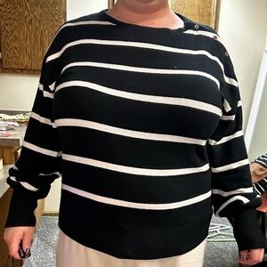 Black and White Striped Women's Sweater